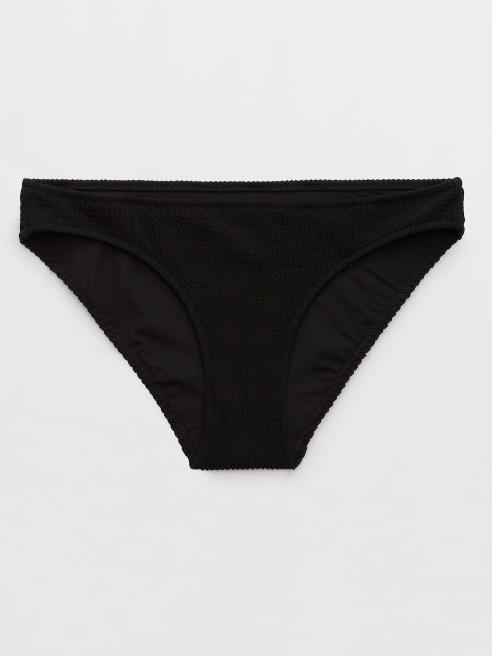 Aerie Crinkle Full Coverage Bikini Bottom - Black